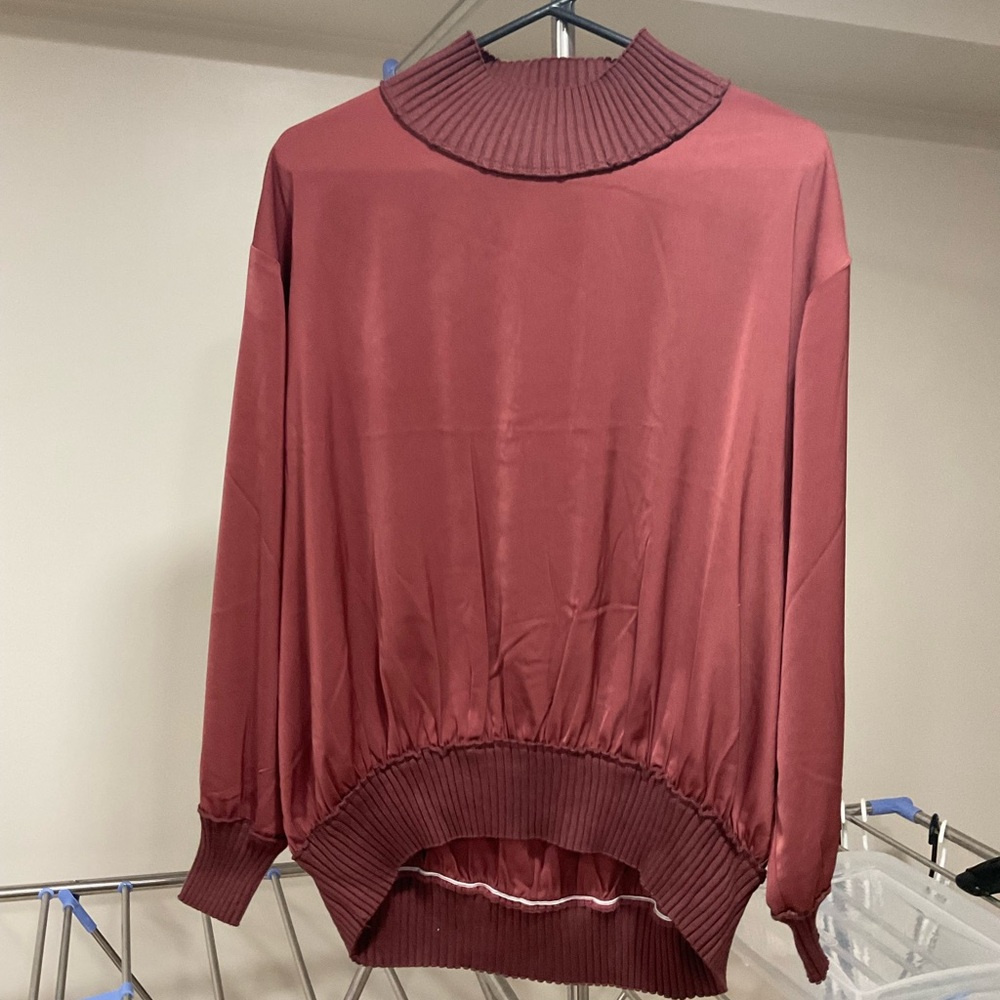 Sorry Burgundy Ribbed Turtleneck Sweater